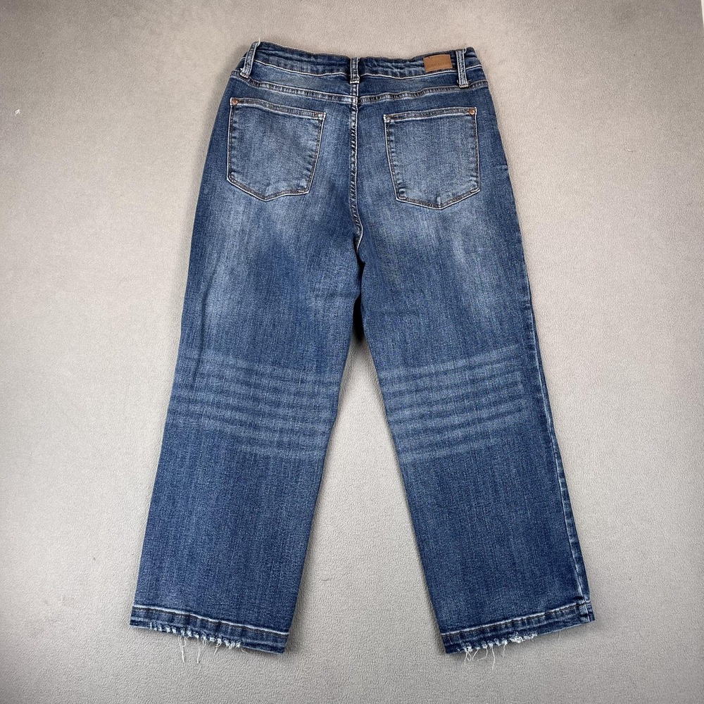 Judy Blue Jeans Womens 13 31 Blue Wide Leg Frayed Raw Hem Denim High Rise - Picture 2 of 9